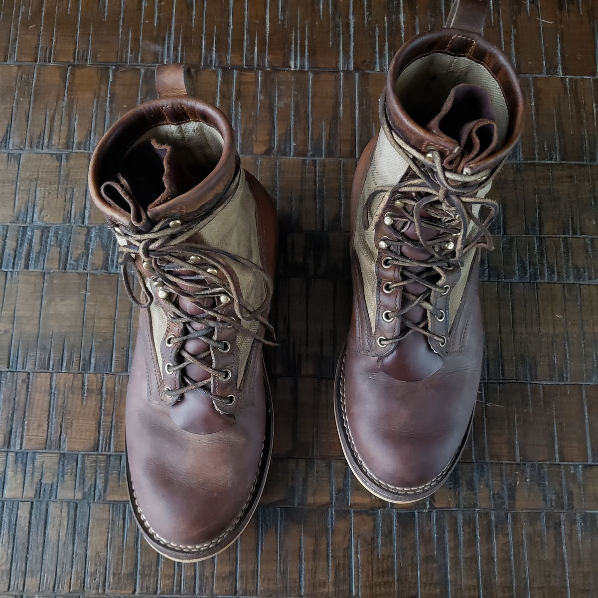 Photo by nobnix on February 5, 2023 of the Frank's Boots Ryker AT in Arif & Sons Hand Waxed Antique Brown.