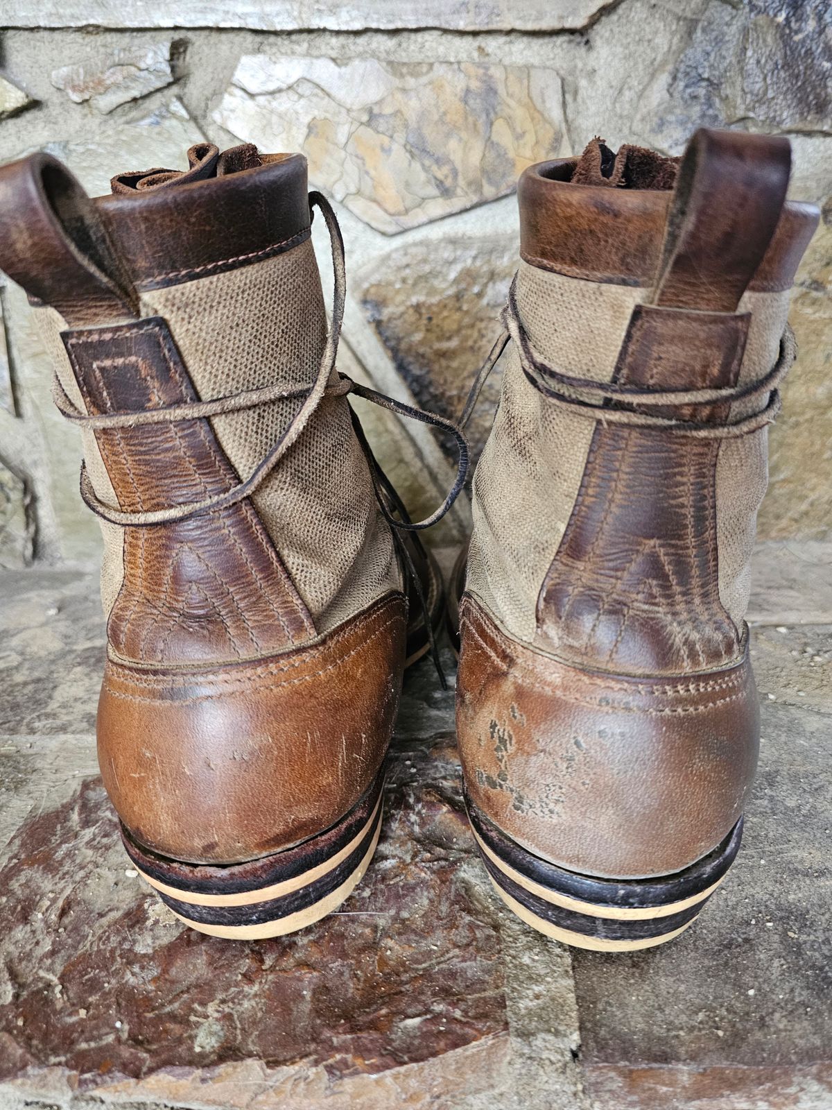 Photo by nobnix on March 4, 2023 of the Frank's Boots Ryker AT in Arif & Sons Hand Waxed Antique Brown.