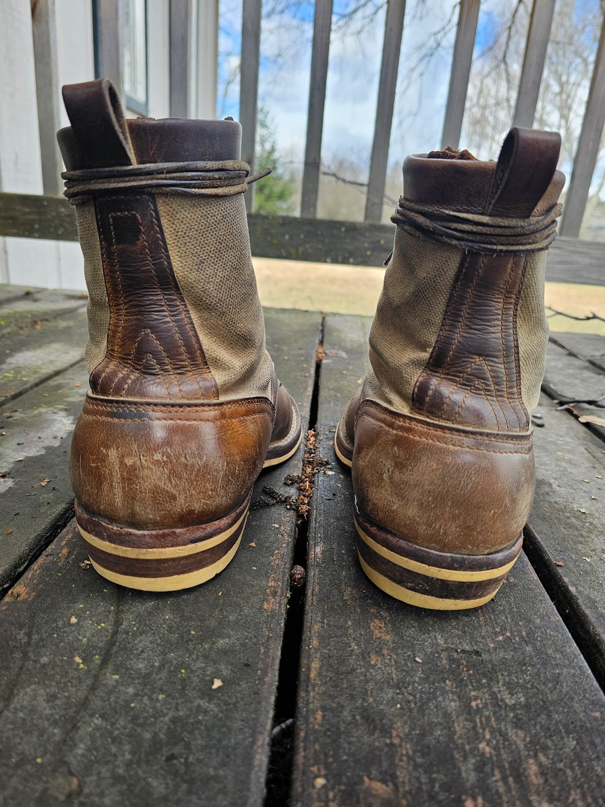 Photo by nobnix on April 2, 2023 of the Frank's Boots Ryker AT in Arif & Sons Hand Waxed Antique Brown.
