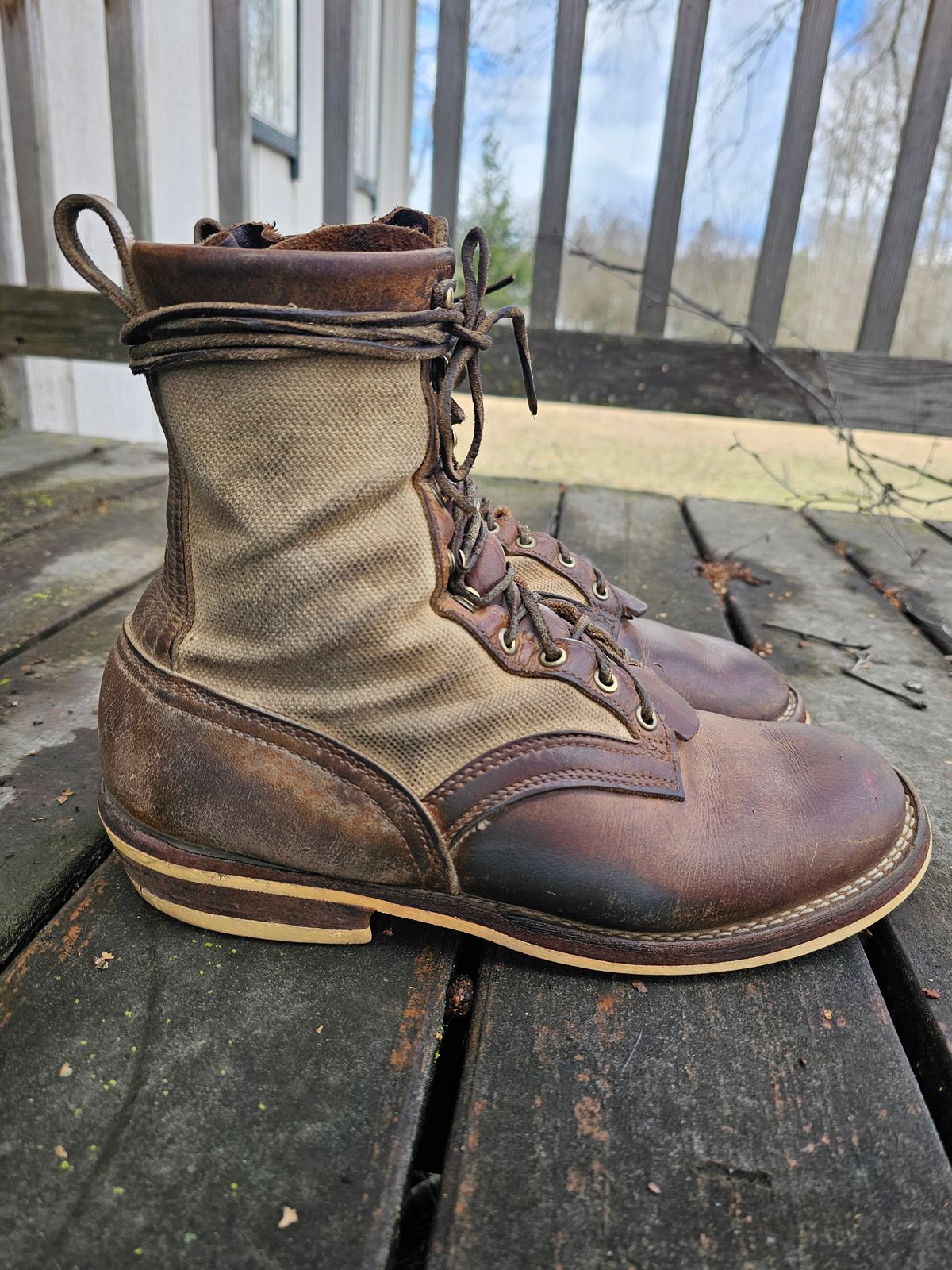 Photo by nobnix on April 2, 2023 of the Frank's Boots Ryker AT in Arif & Sons Hand Waxed Antique Brown.