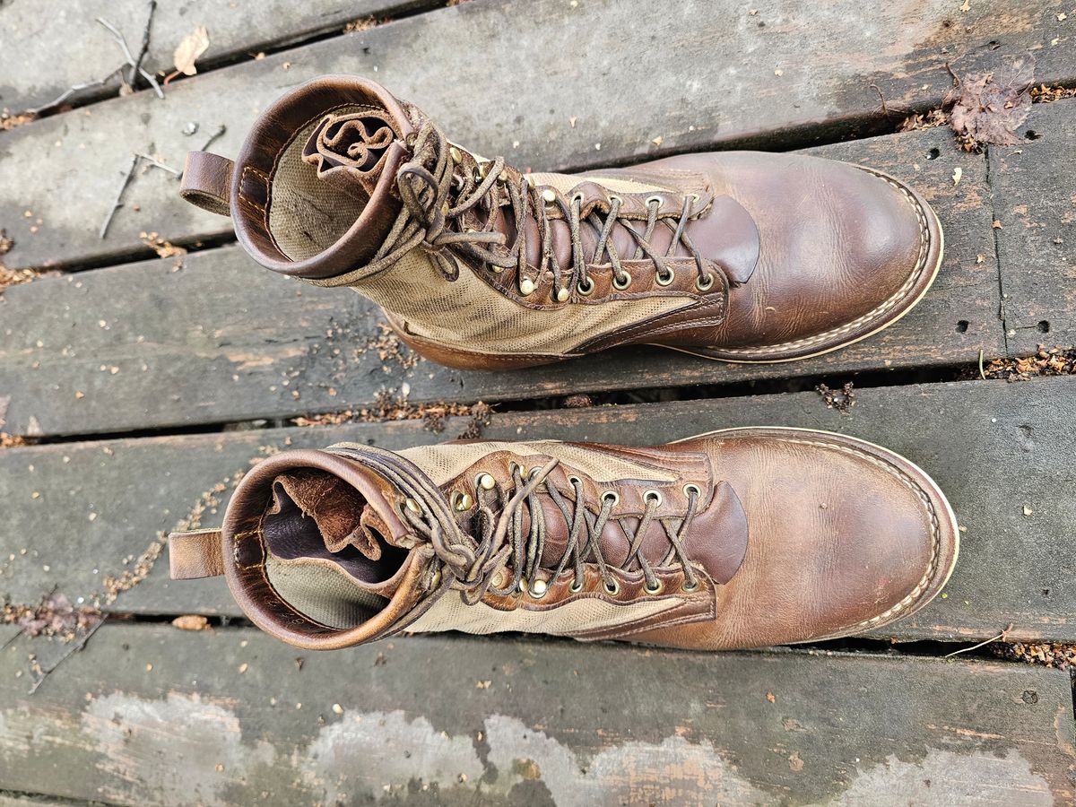 Photo by nobnix on April 2, 2023 of the Frank's Boots Ryker AT in Arif & Sons Hand Waxed Antique Brown.