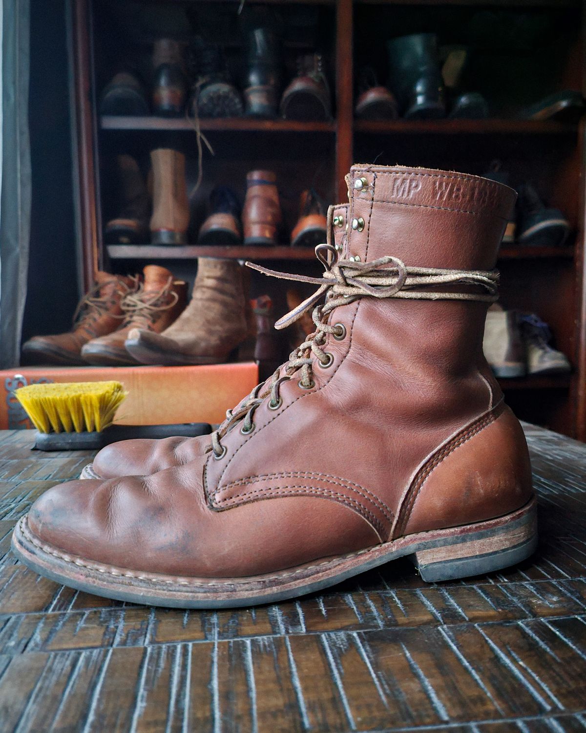 Photo by nobnix on June 14, 2025 of the White's MP-Sherman Plain Toe in Horween Natural Chromexcel.