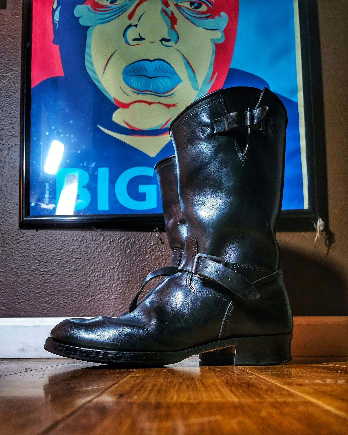 Photo by nobnix on July 1, 2025 of the SKOOB Wander Engineer Boots in Black Italian Horsebutt.