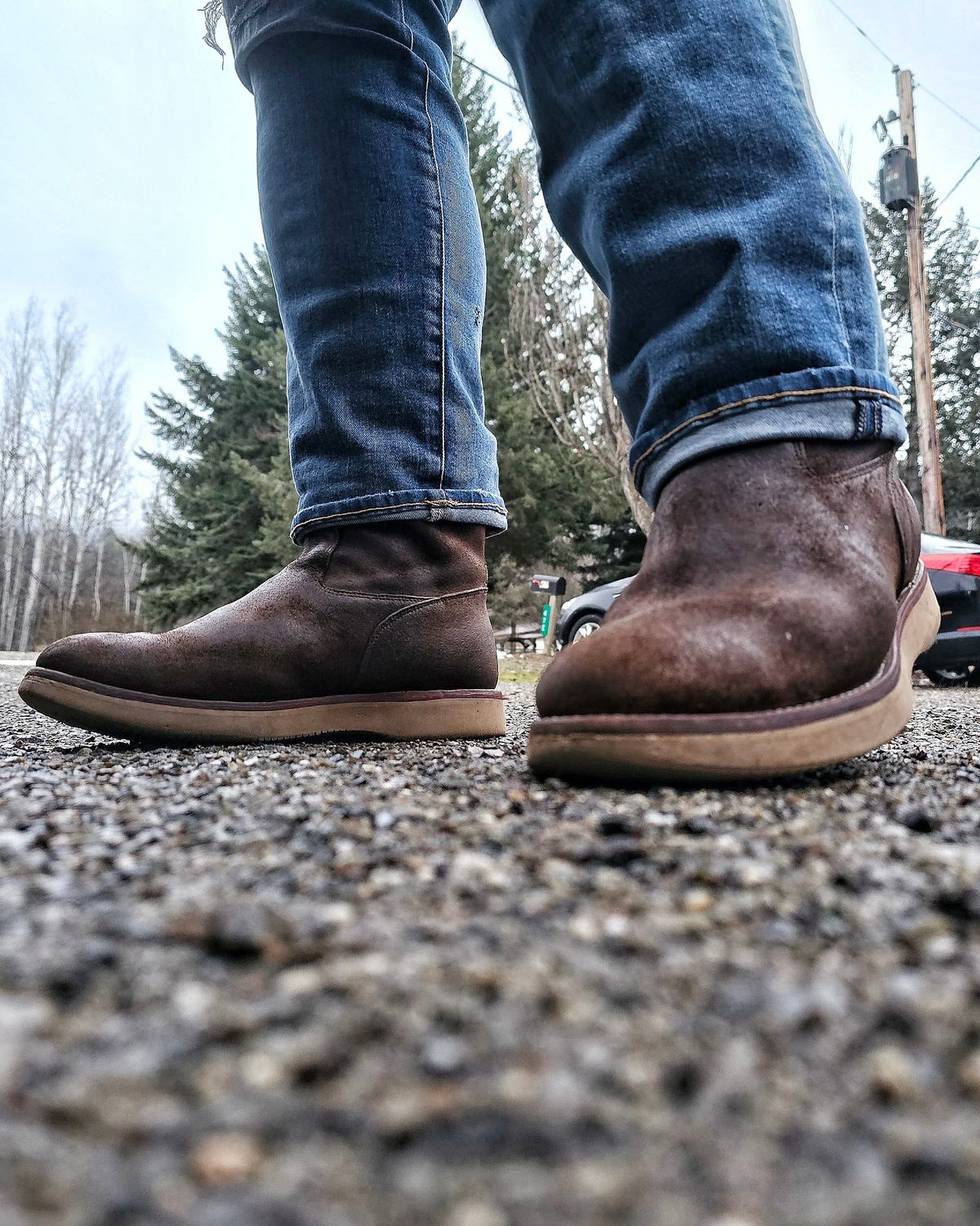 Photo by nobnix on January 4, 2024 of the Viberg Roper Boot in Maryam Marrone Waxed Deer Roughout.