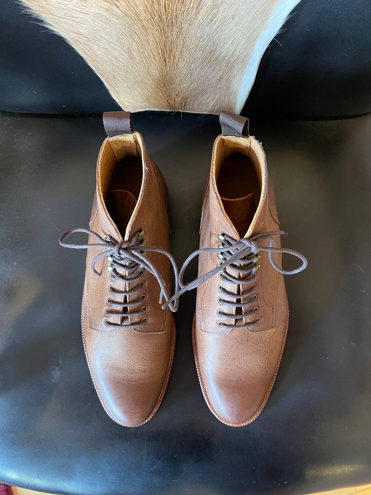 Photo by slypig on November 4, 2023 of the Meermin Service Boot in C.F. Stead Autumn Spice Waxed Kudu.