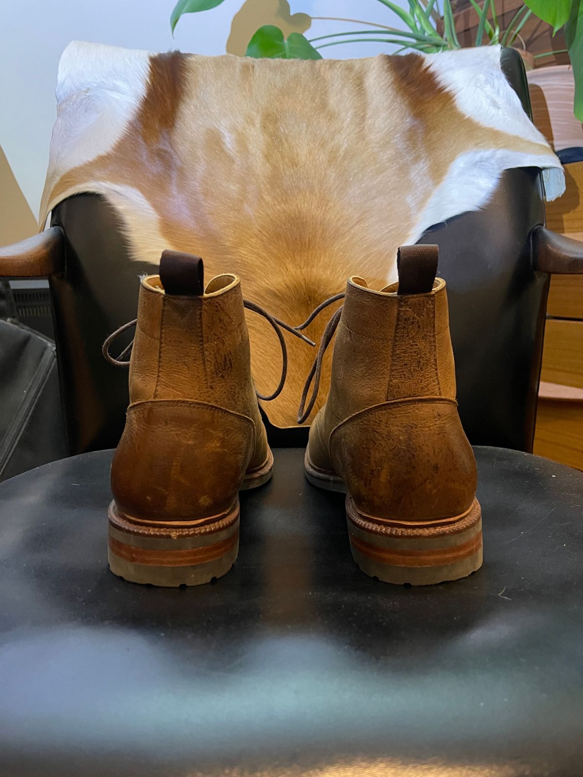 Photo by slypig on December 6, 2023 of the Meermin Service Boot in C.F. Stead Autumn Spice Waxed Kudu.