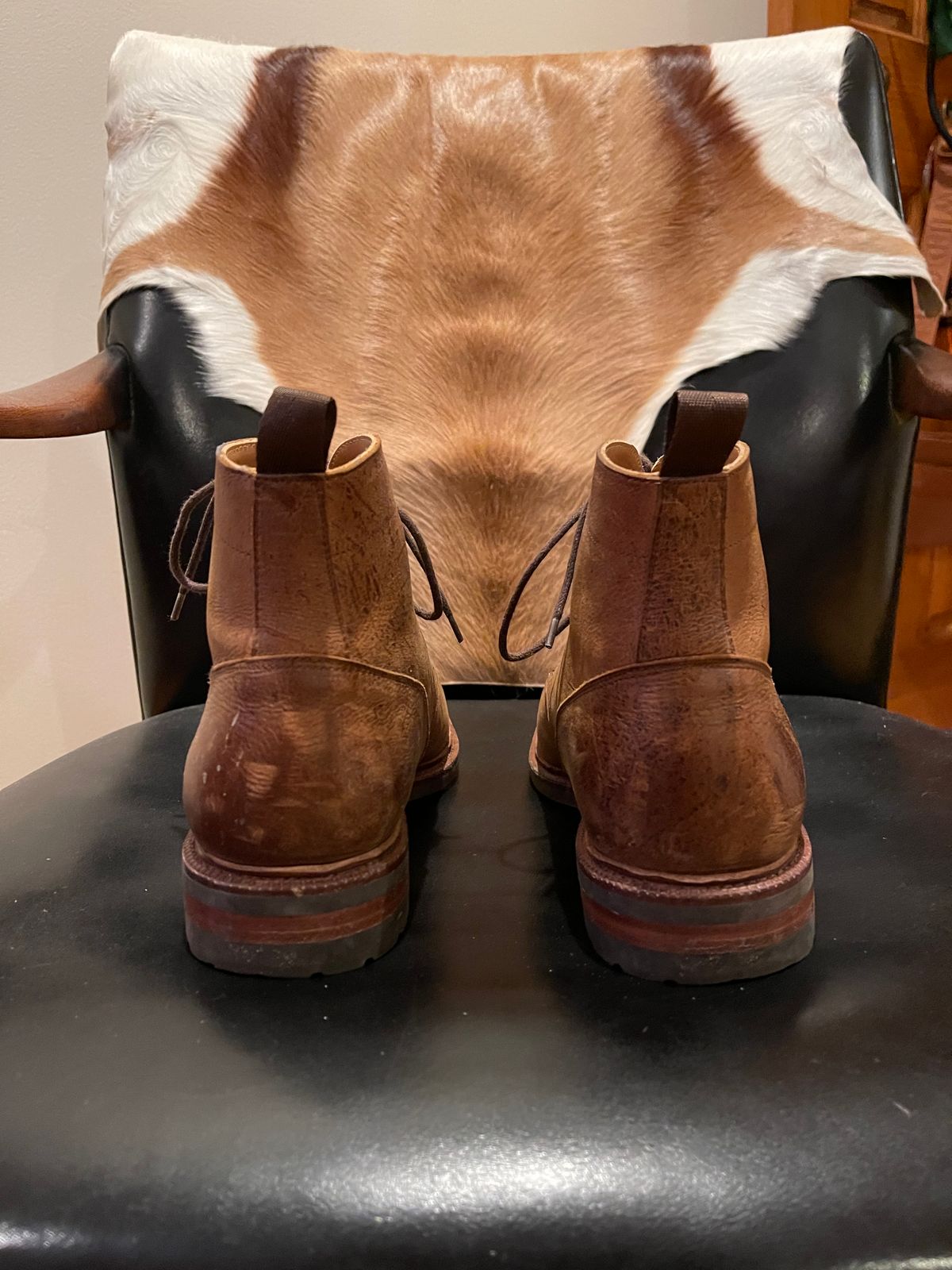 Photo by slypig on February 6, 2024 of the Meermin Service Boot in C.F. Stead Autumn Spice Waxed Kudu.