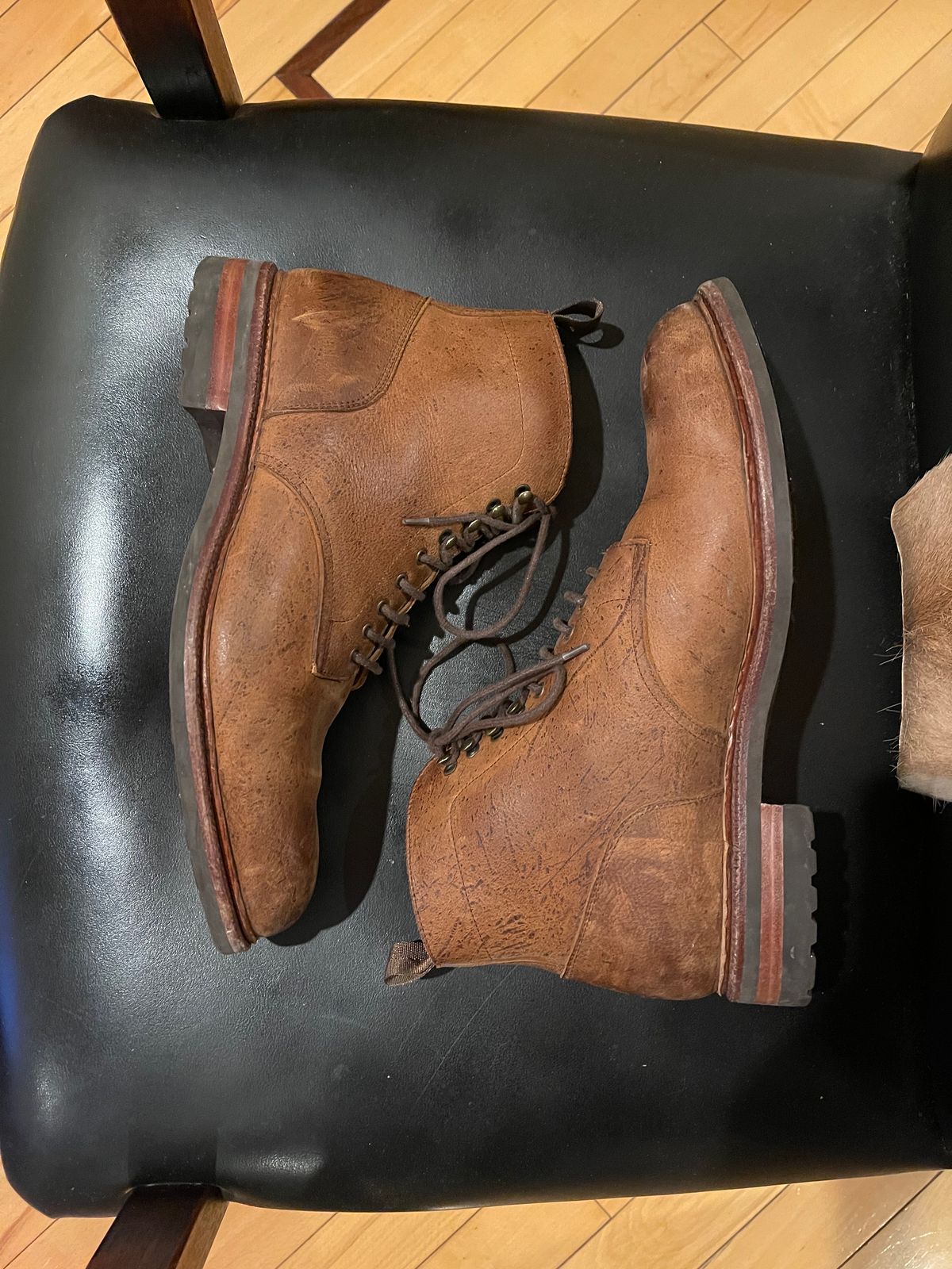 Photo by slypig on February 6, 2024 of the Meermin Service Boot in C.F. Stead Autumn Spice Waxed Kudu.