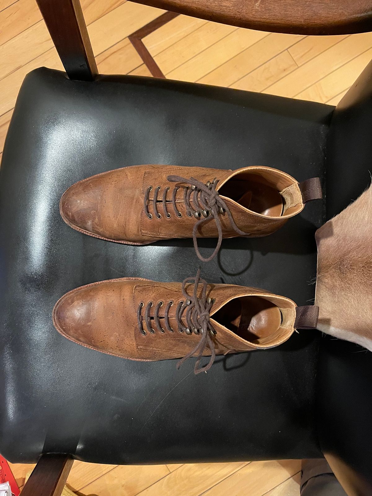 Photo by slypig on February 6, 2024 of the Meermin Service Boot in C.F. Stead Autumn Spice Waxed Kudu.