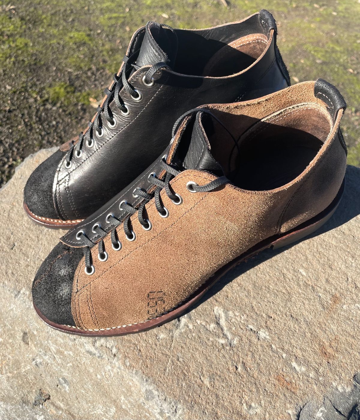 Photo by FrankLeeFineLeathers on October 6, 2023 of the Self-Made Monkey Boot in Horween Black Chromexcel Horsehide.
