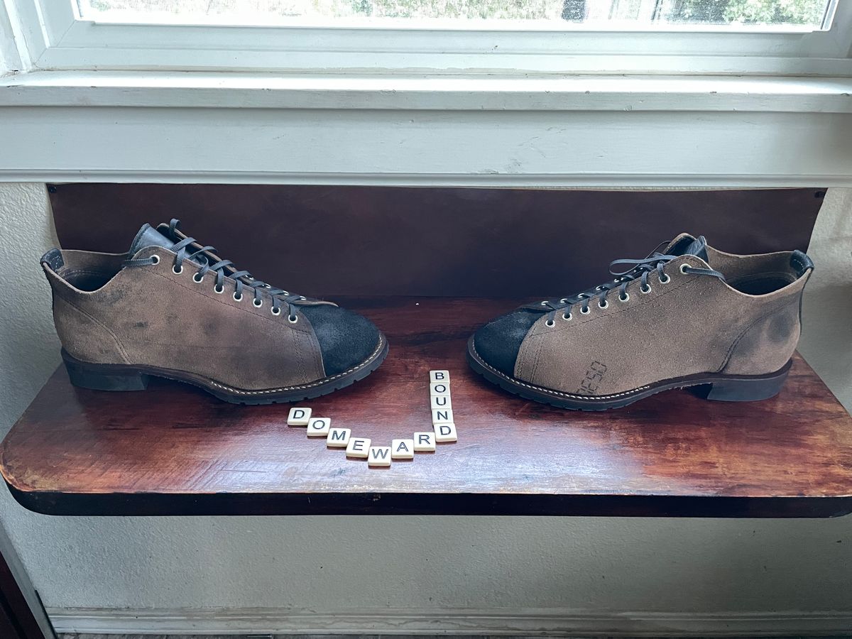 Photo by FrankLeeFineLeathers on October 6, 2023 of the Self-Made Monkey Boot in Horween Black Chromexcel Horsehide.