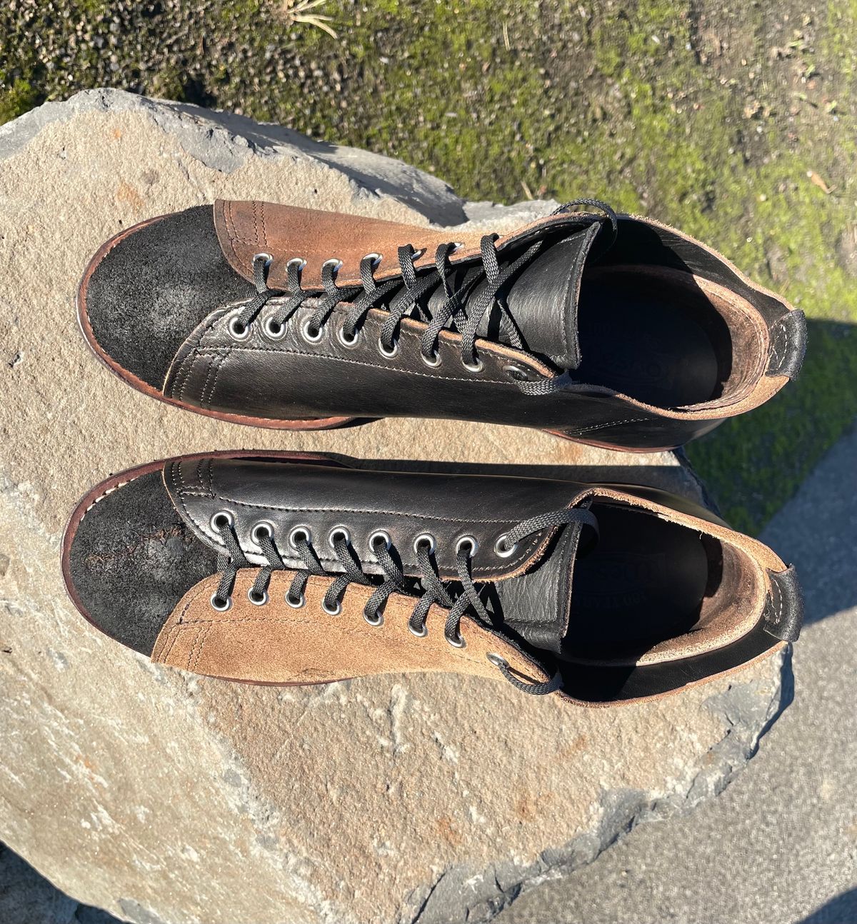 Photo by FrankLeeFineLeathers on October 6, 2023 of the Self-Made Monkey Boot in Horween Black Chromexcel Horsehide.
