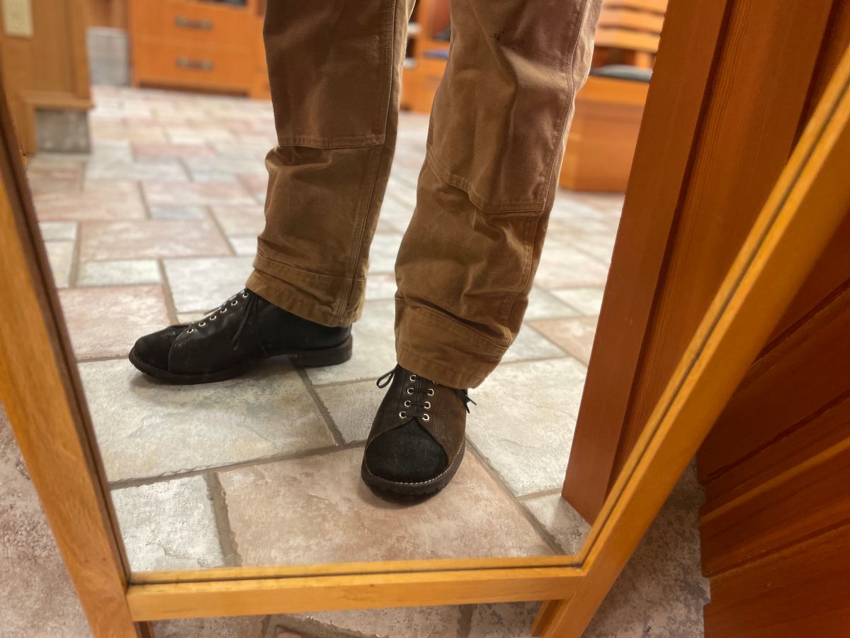 Photo by FrankLeeFineLeathers on December 5, 2023 of the Self-Made Monkey Boot in Horween Black Chromexcel Horsehide.