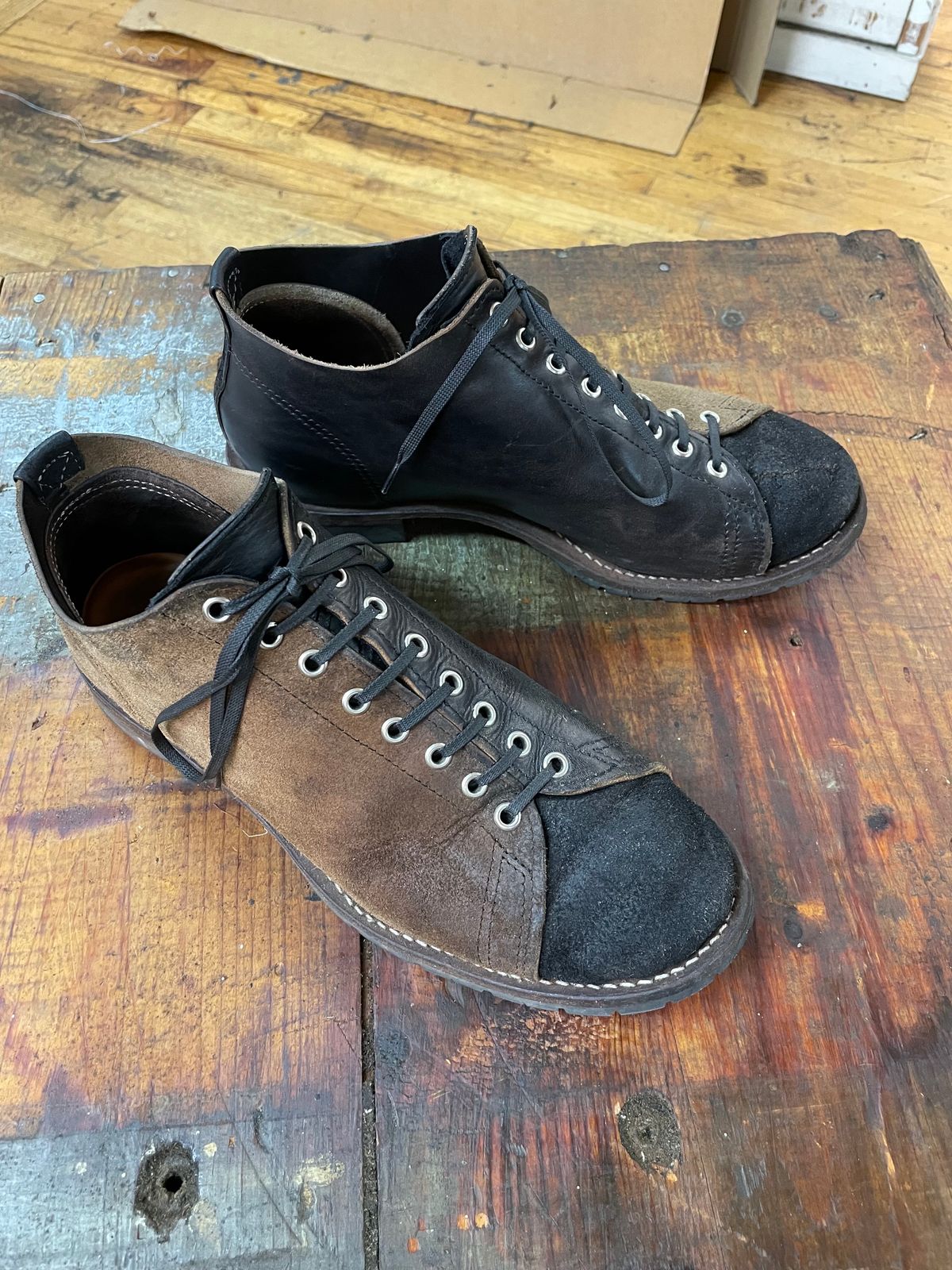 Photo by FrankLeeFineLeathers on December 5, 2023 of the Self-Made Monkey Boot in Horween Black Chromexcel Horsehide.