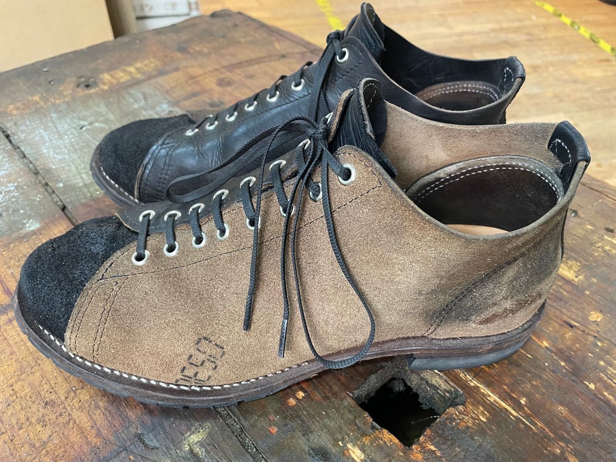 Photo by FrankLeeFineLeathers on December 5, 2023 of the Self-Made Monkey Boot in Horween Black Chromexcel Horsehide.