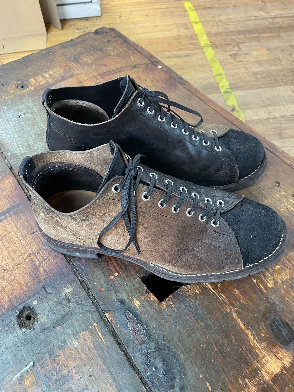 Photo by FrankLeeFineLeathers on December 5, 2023 of the Self-Made Monkey Boot in Horween Black Chromexcel Horsehide.
