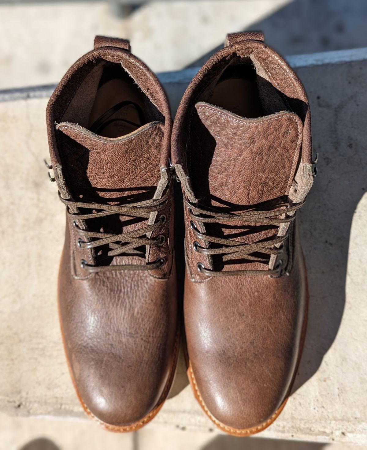 Photo by ento28 on November 4, 2023 of the Viberg Scout Boot in C.F. Stead Fog Waxed Veldt.