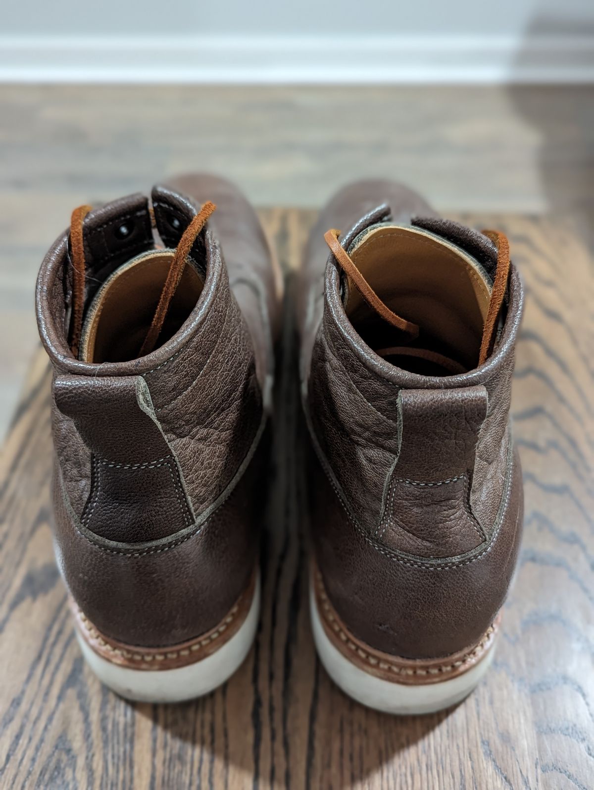 Photo by ento28 on December 6, 2023 of the Viberg Scout Boot in C.F. Stead Fog Waxed Veldt.