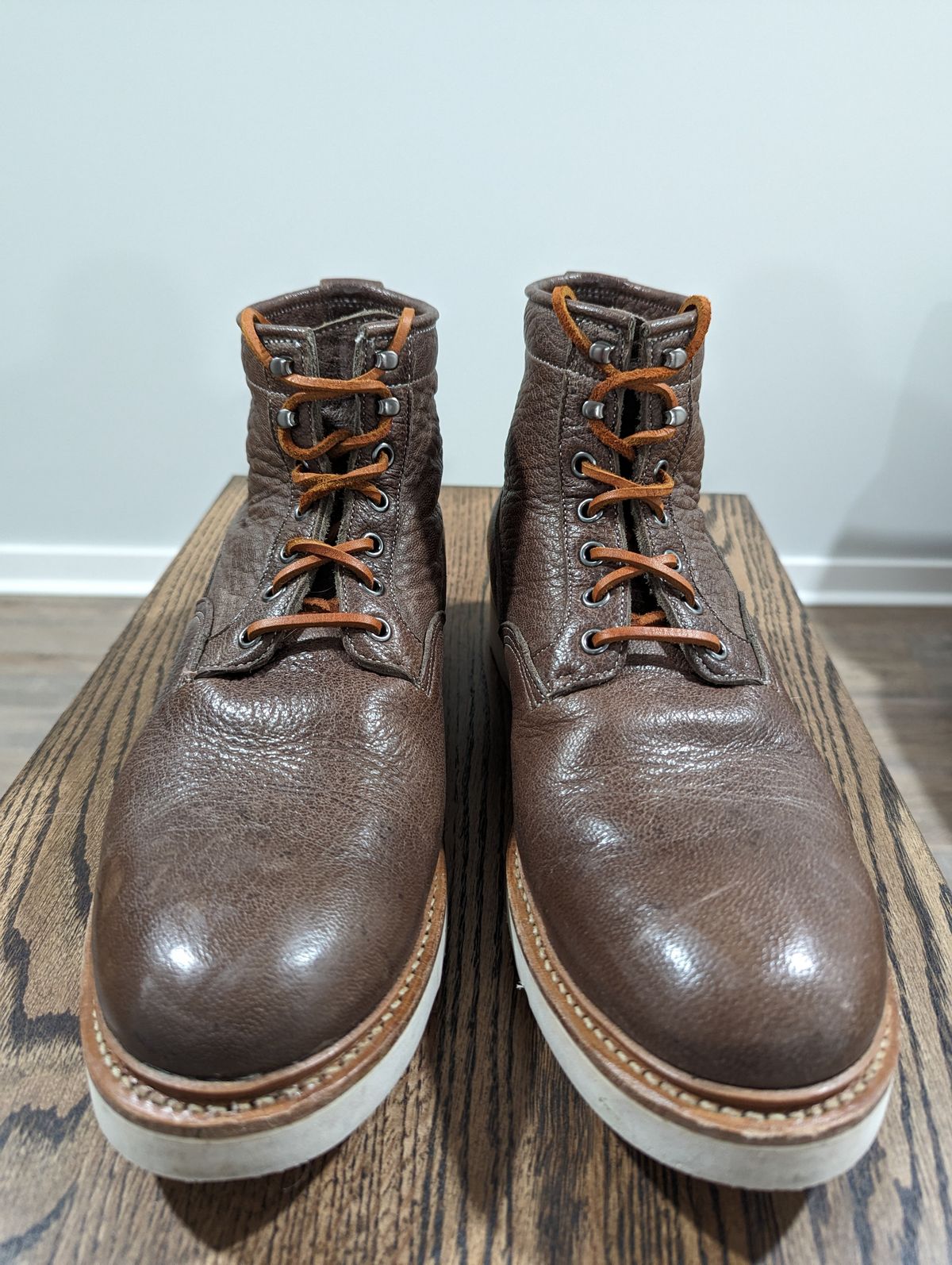 Photo by ento28 on December 6, 2023 of the Viberg Scout Boot in C.F. Stead Fog Waxed Veldt.