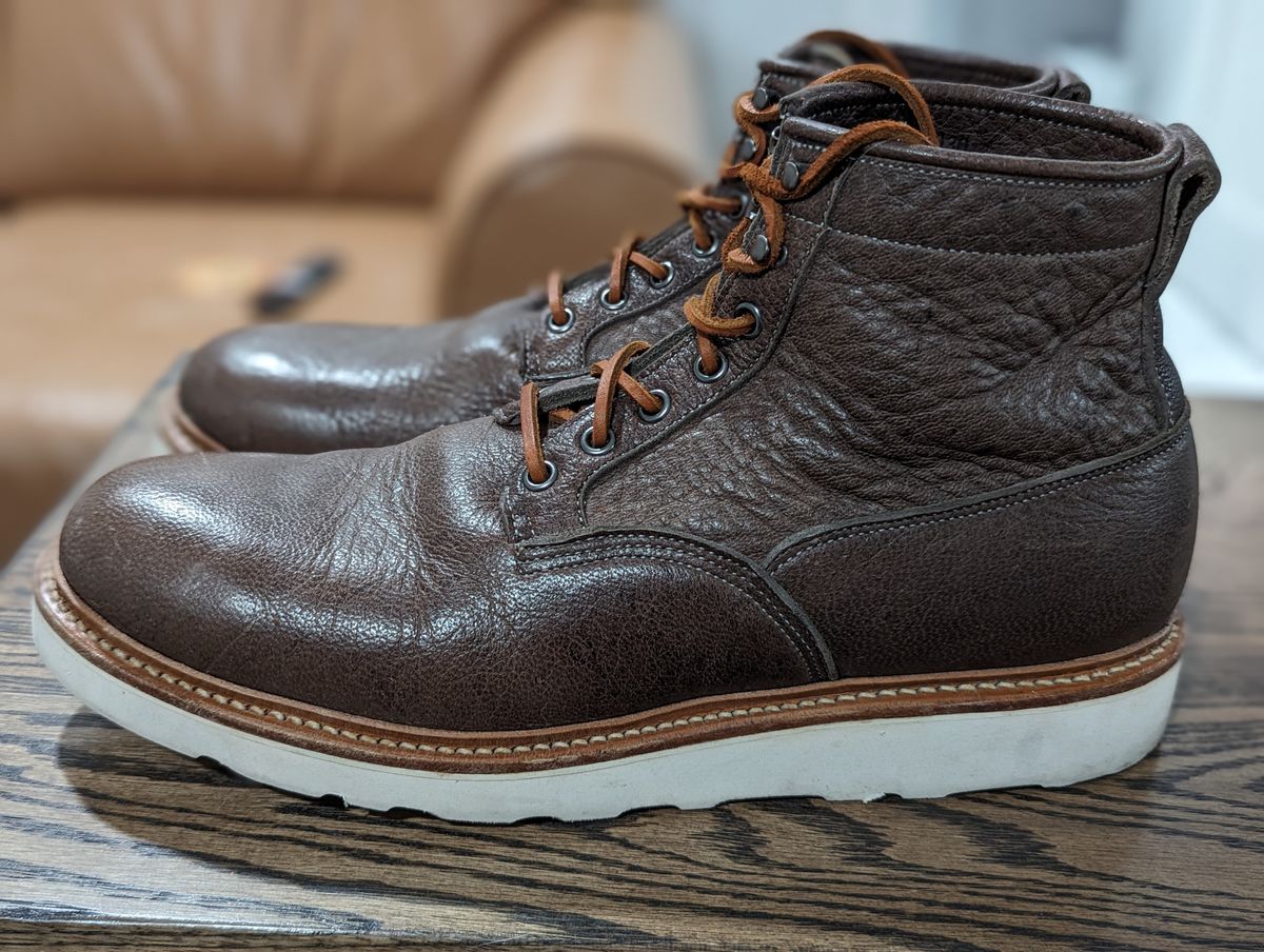 Photo by ento28 on December 6, 2023 of the Viberg Scout Boot in C.F. Stead Fog Waxed Veldt.