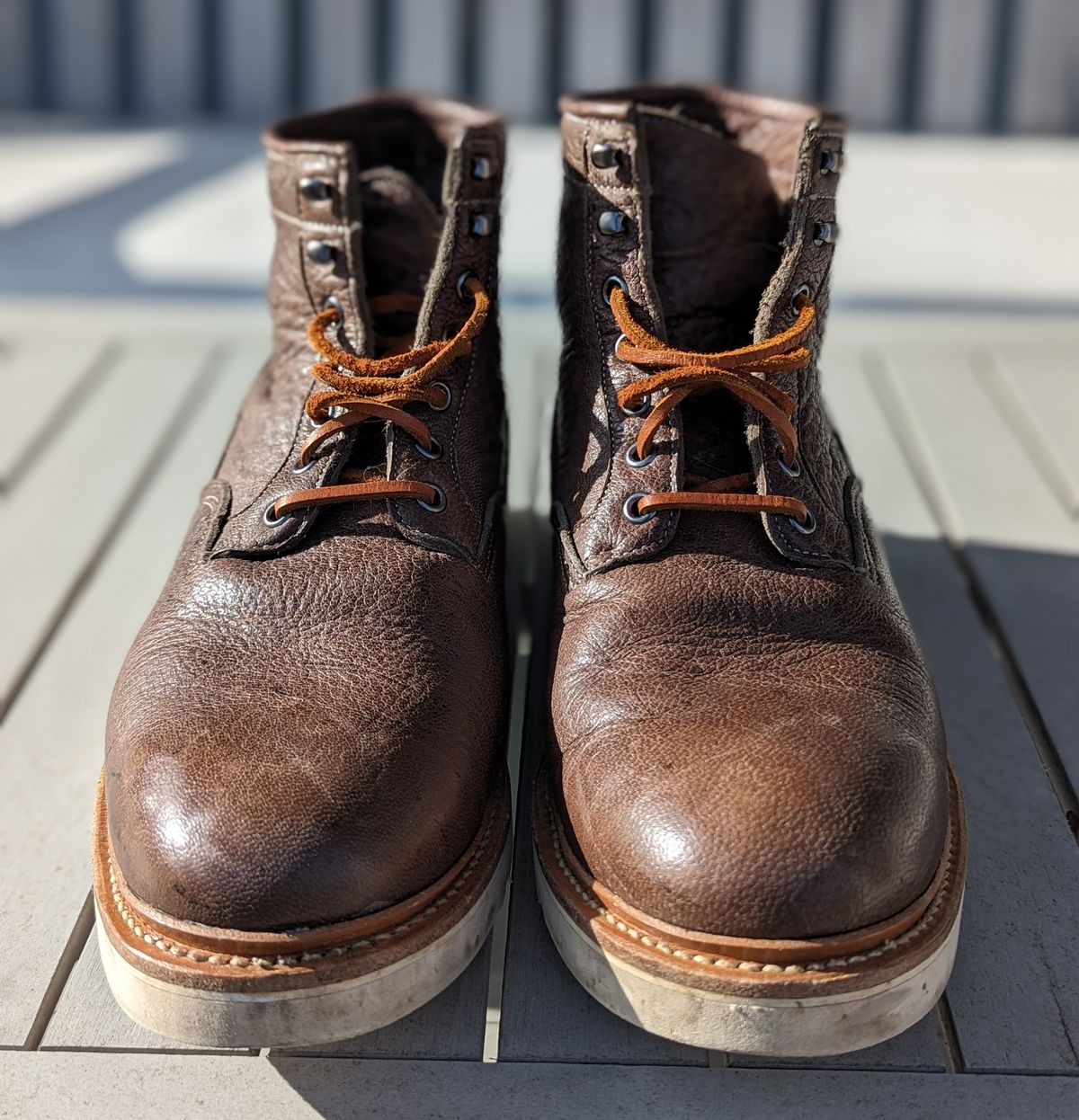 Photo by ento28 on January 5, 2024 of the Viberg Scout Boot in C.F. Stead Fog Waxed Veldt.