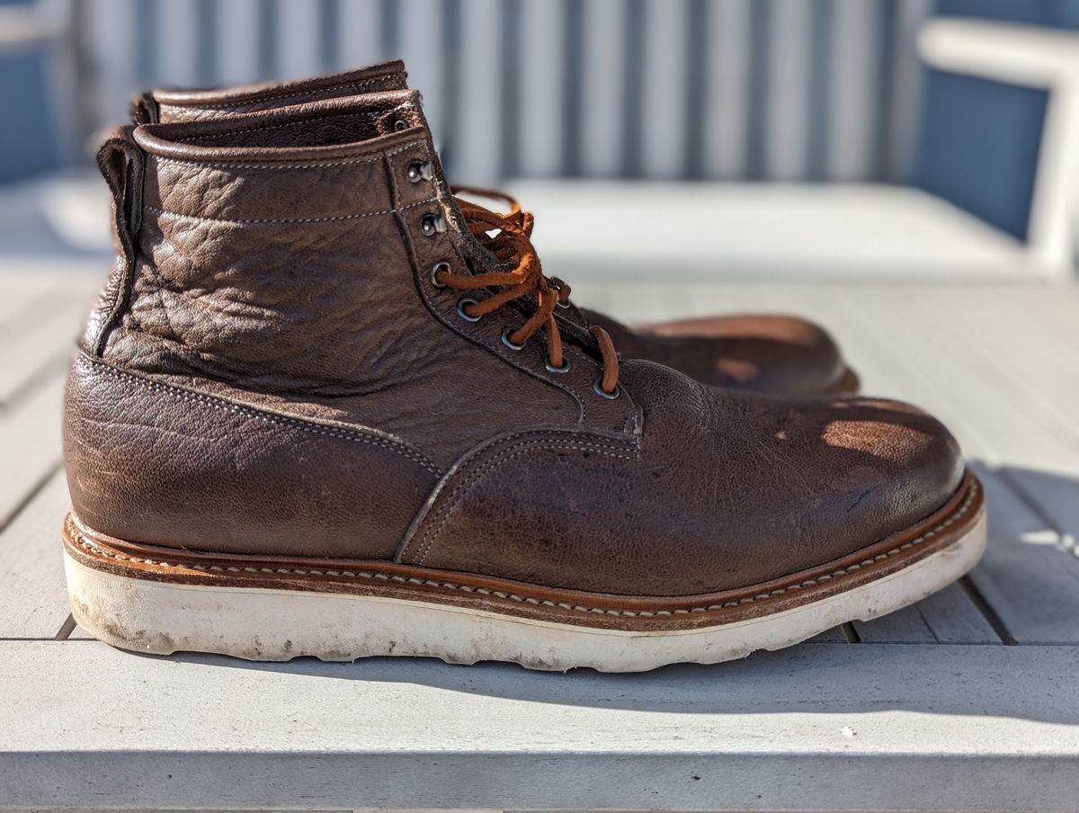 Photo by ento28 on January 5, 2024 of the Viberg Scout Boot in C.F. Stead Fog Waxed Veldt.