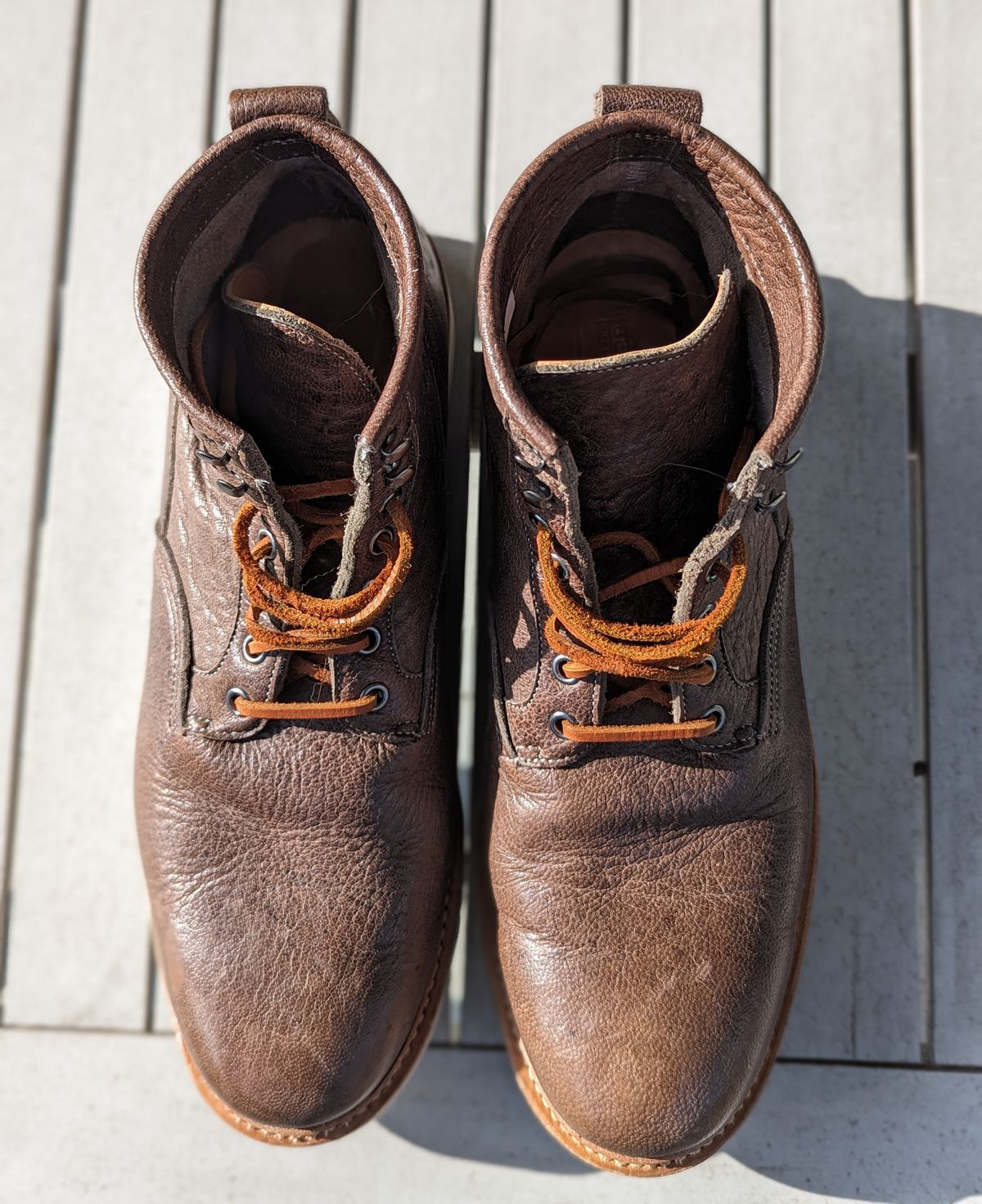 Photo by ento28 on January 5, 2024 of the Viberg Scout Boot in C.F. Stead Fog Waxed Veldt.