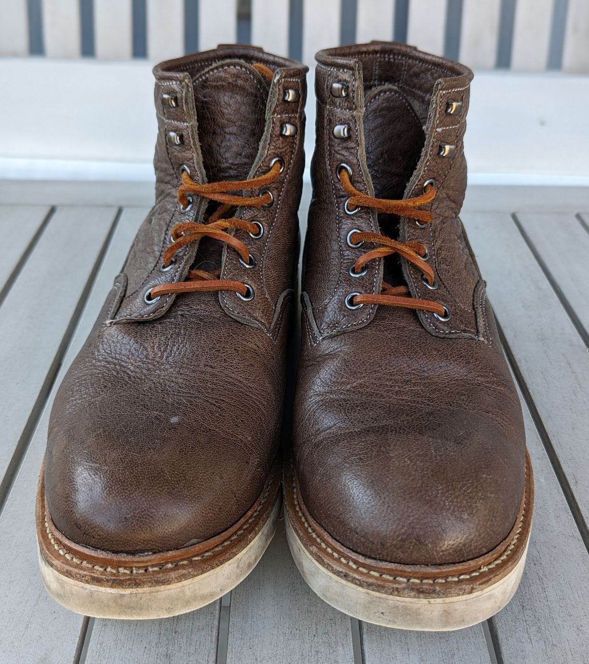 Photo by ento28 on February 5, 2024 of the Viberg Scout Boot in C.F. Stead Fog Waxed Veldt.