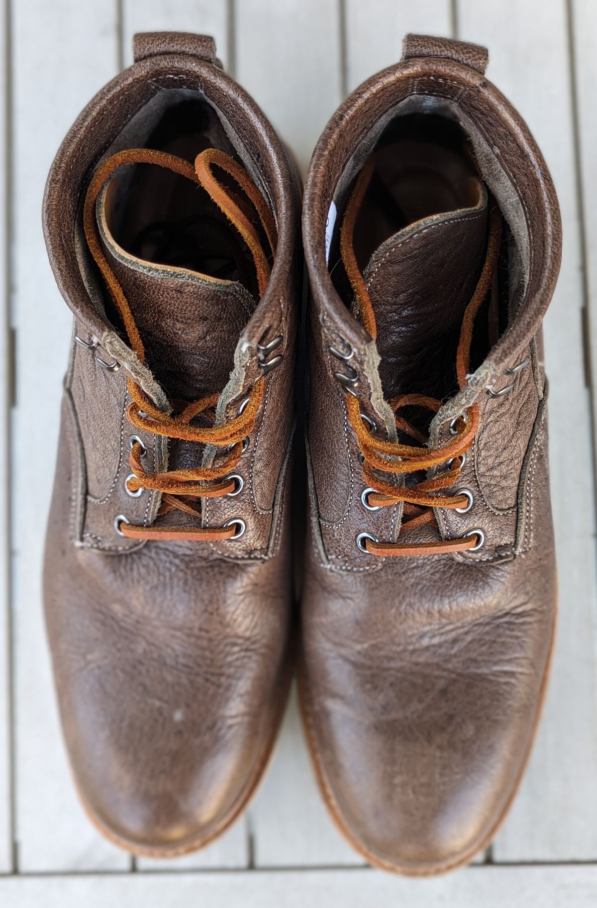 Photo by ento28 on February 5, 2024 of the Viberg Scout Boot in C.F. Stead Fog Waxed Veldt.