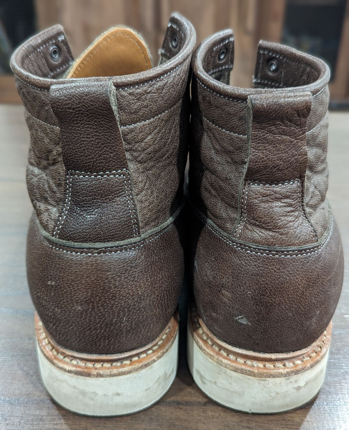 Photo by ento28 on March 6, 2024 of the Viberg Scout Boot in C.F. Stead Fog Waxed Veldt.