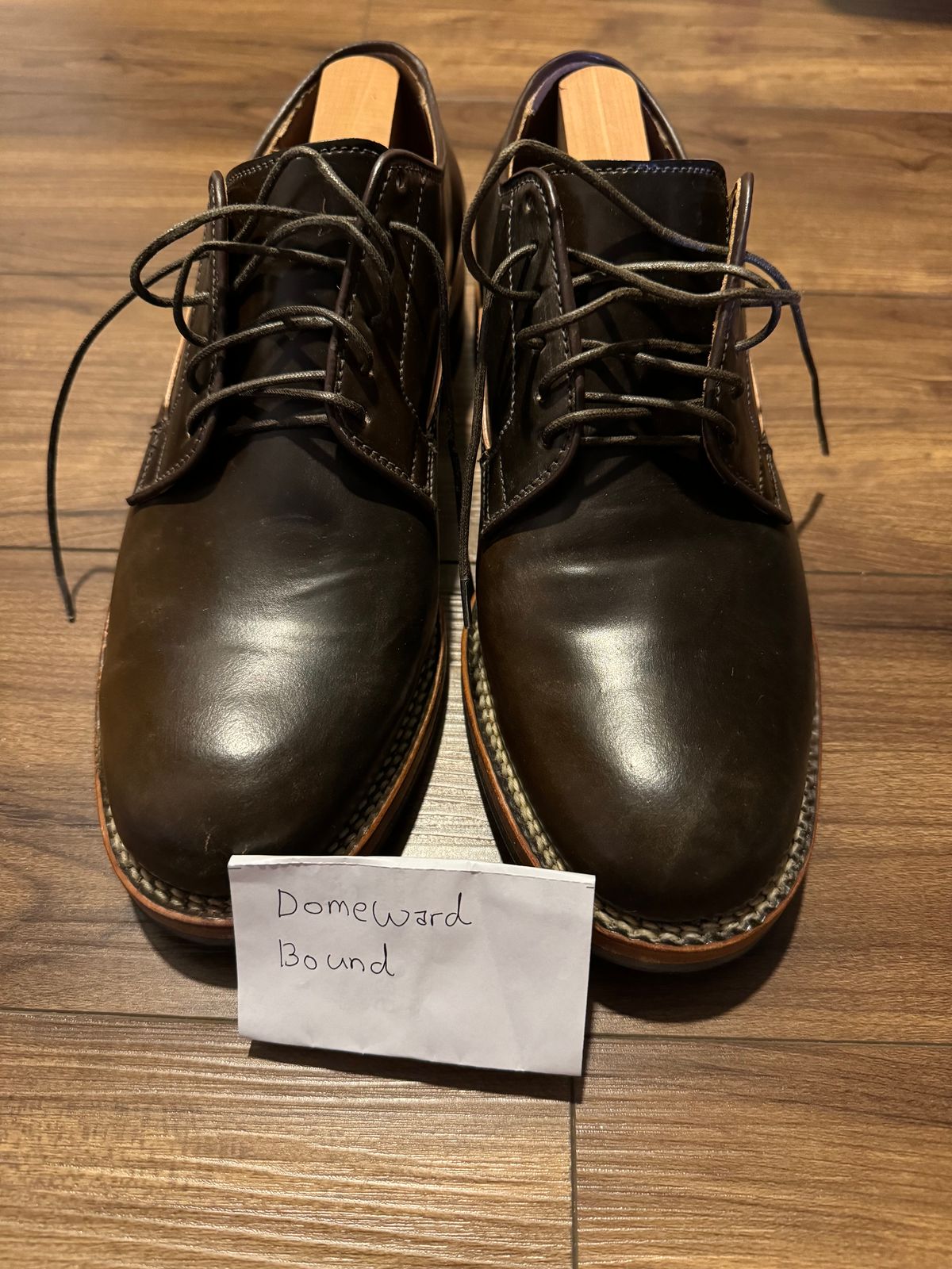 Photo by jinwoo on October 9, 2023 of the Viberg Derby Shoe in Horween Dark Cognac Shell Cordovan.