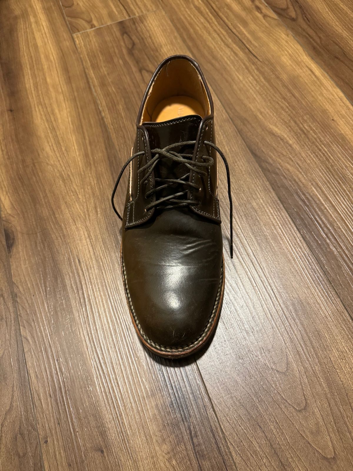 Photo by jinwoo on November 3, 2023 of the Viberg Derby Shoe in Horween Dark Cognac Shell Cordovan.