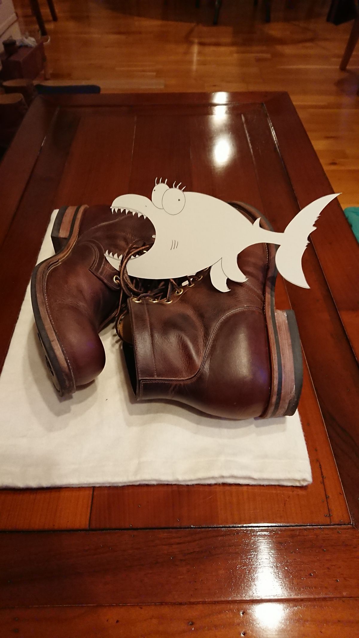 Photo by sowakichi on April 4, 2023 of the Viberg Service Boot in Horween Rowdy Dachshund.