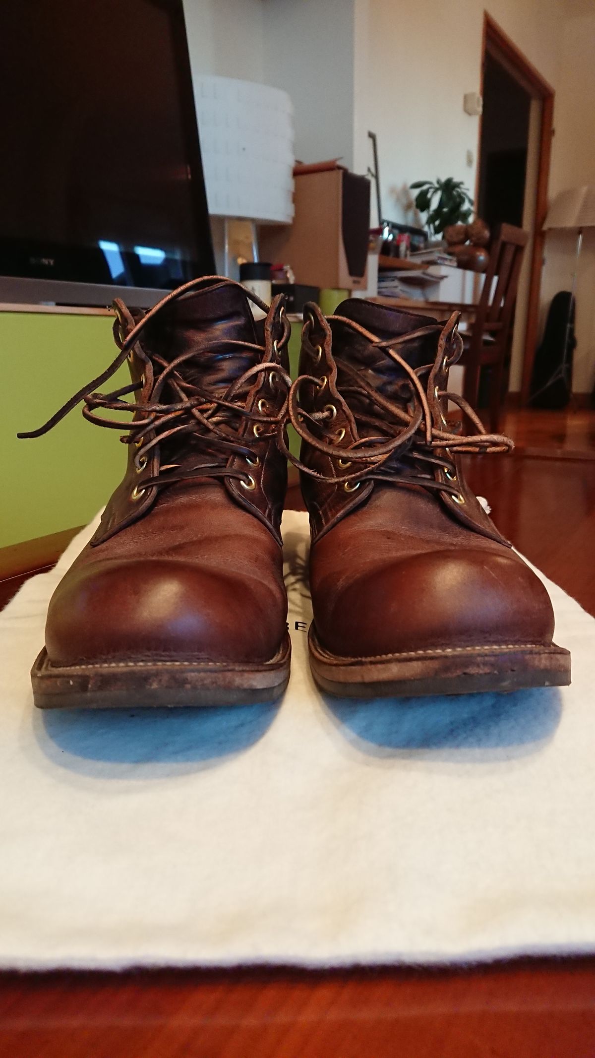 Photo by sowakichi on April 4, 2023 of the Viberg Service Boot in Horween Rowdy Dachshund.