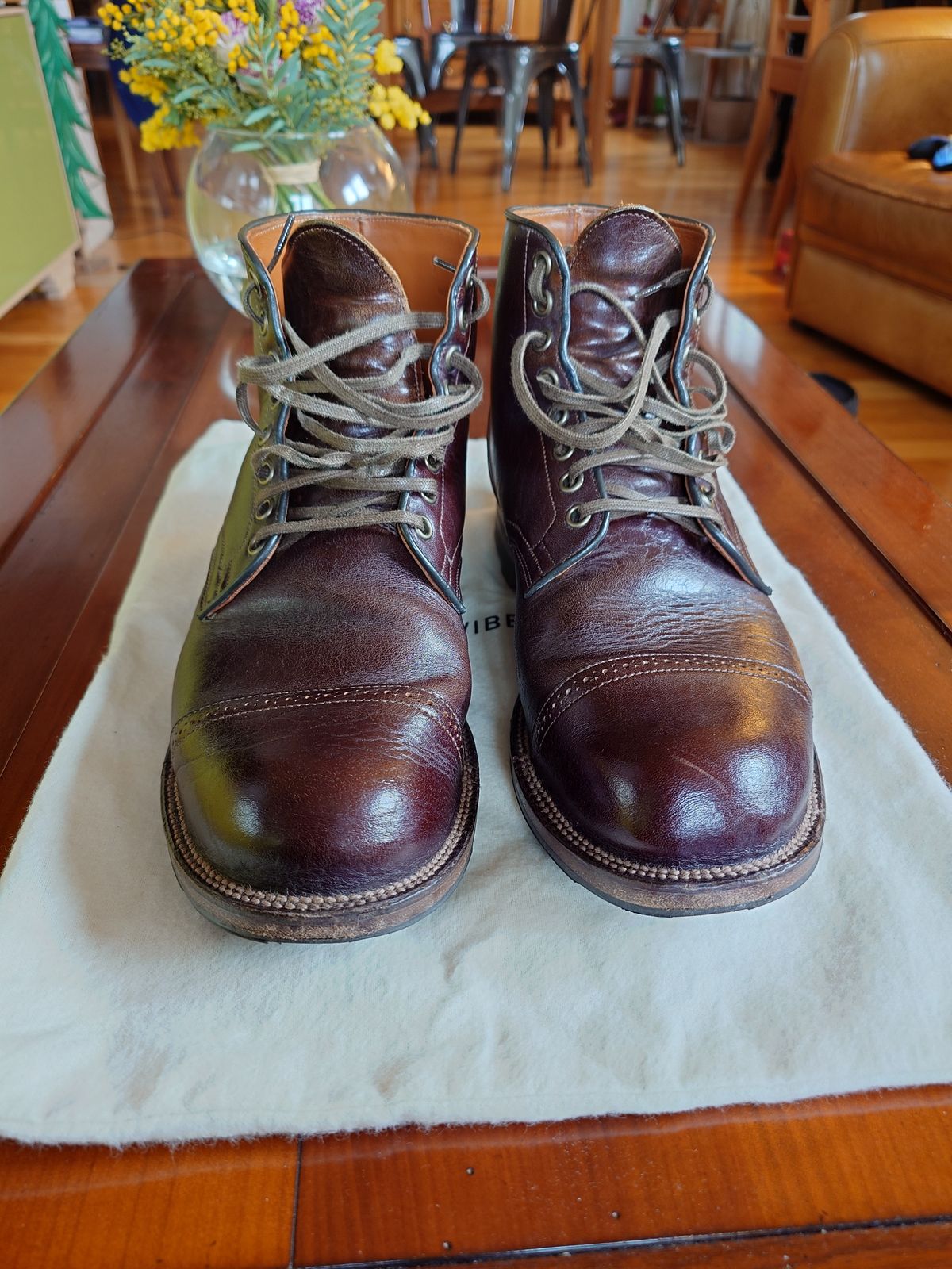 Photo by sowakichi on February 4, 2024 of the Viberg Service Boot in Shinki Dark Brown Oiled Horsebutt.