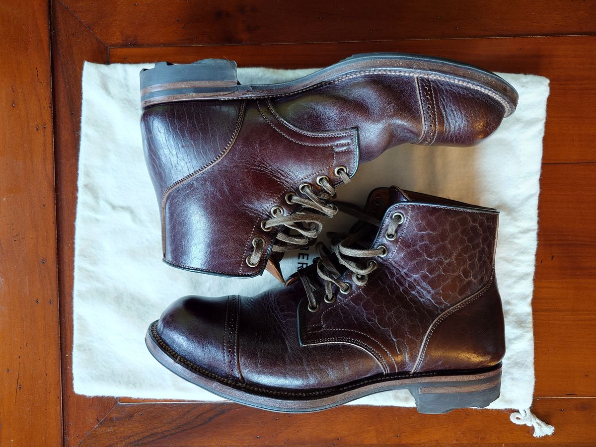 Photo by sowakichi on February 4, 2024 of the Viberg Service Boot in Shinki Dark Brown Oiled Horsebutt.