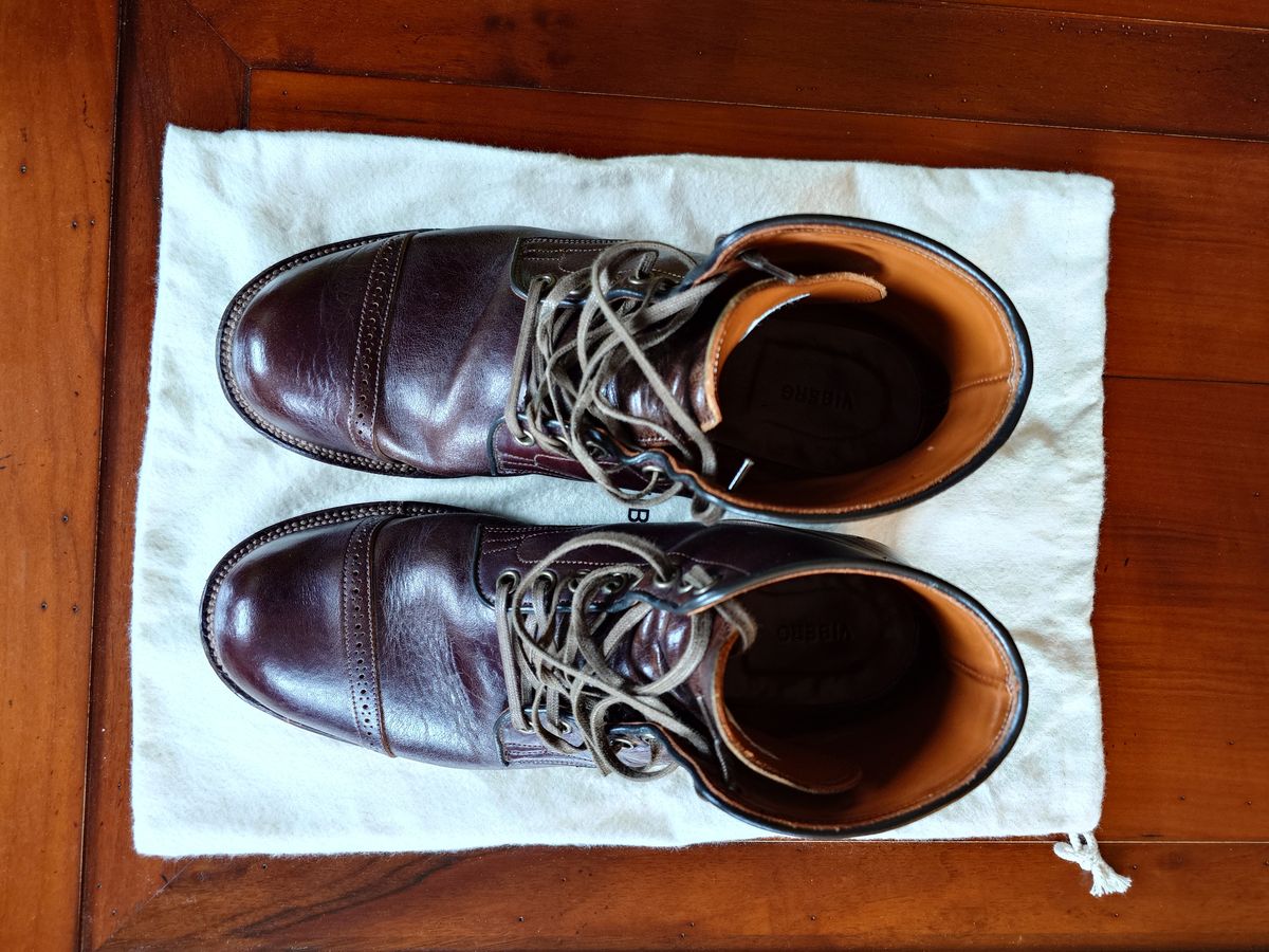 Photo by sowakichi on February 4, 2024 of the Viberg Service Boot in Shinki Dark Brown Oiled Horsebutt.