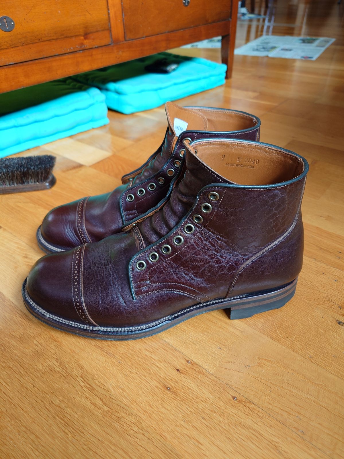 Photo by sowakichi on March 2, 2024 of the Viberg Service Boot in Shinki Dark Brown Oiled Horsebutt.