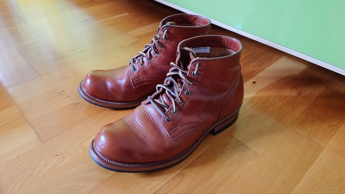 Photo by sowakichi on June 22, 2024 of the Viberg Service Boot in Horween English Tan Dublin.