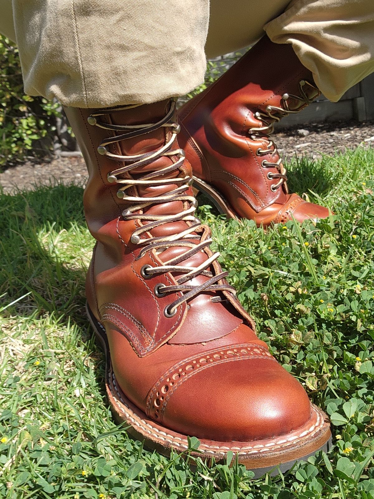 Photo by Worn.Soles on October 2, 2024 of the White's Bounty Hunter in Wickett & Craig Tan Oiled Latigo.