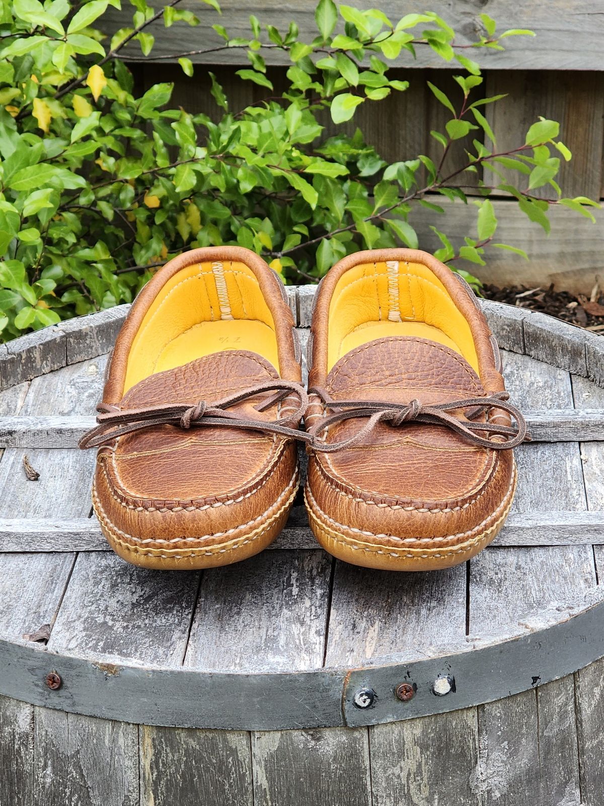 Photo by Worn.Soles on November 3, 2023 of the Quoddy Grizzly Moc in Grizzly Peanut.