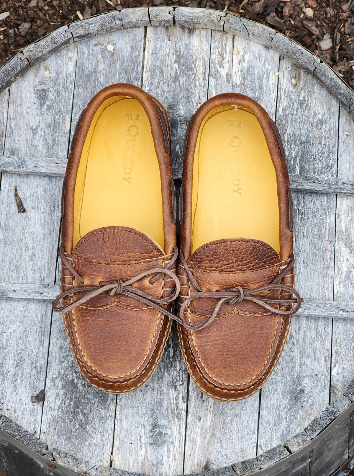 Photo by Worn.Soles on November 3, 2023 of the Quoddy Grizzly Moc in Grizzly Peanut.