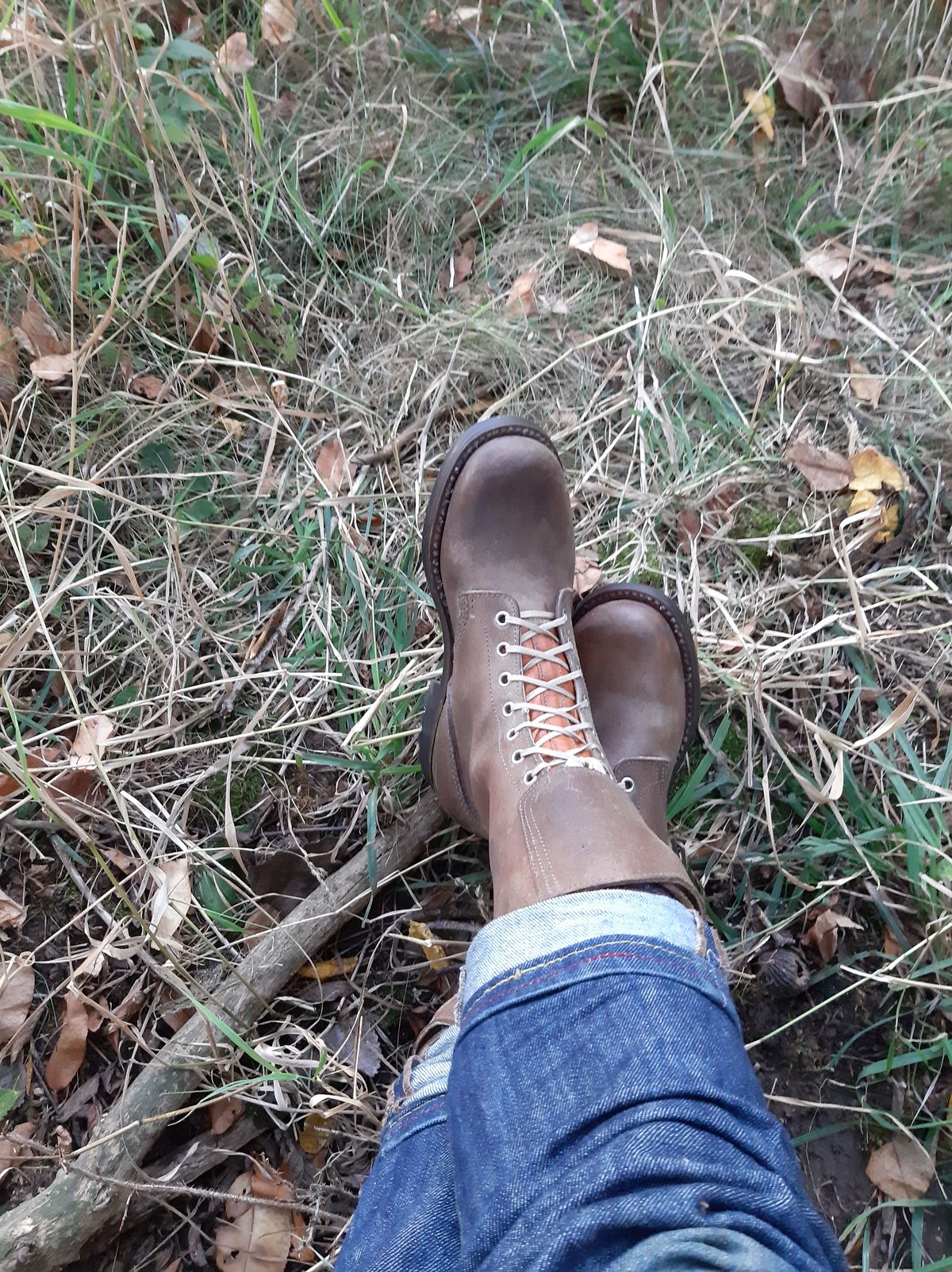 Photo by Niko on October 2, 2023 of the Unknown Maker French M47/US M43 Copy in Unknown Natural Veg Tan.