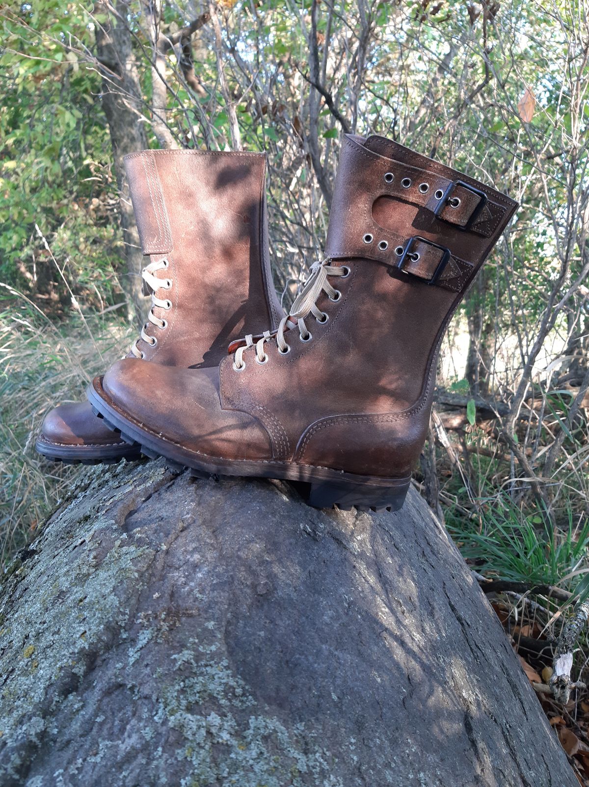 Photo by Niko on October 2, 2023 of the Unknown Maker French M47/US M43 Copy in Unknown Natural Veg Tan.