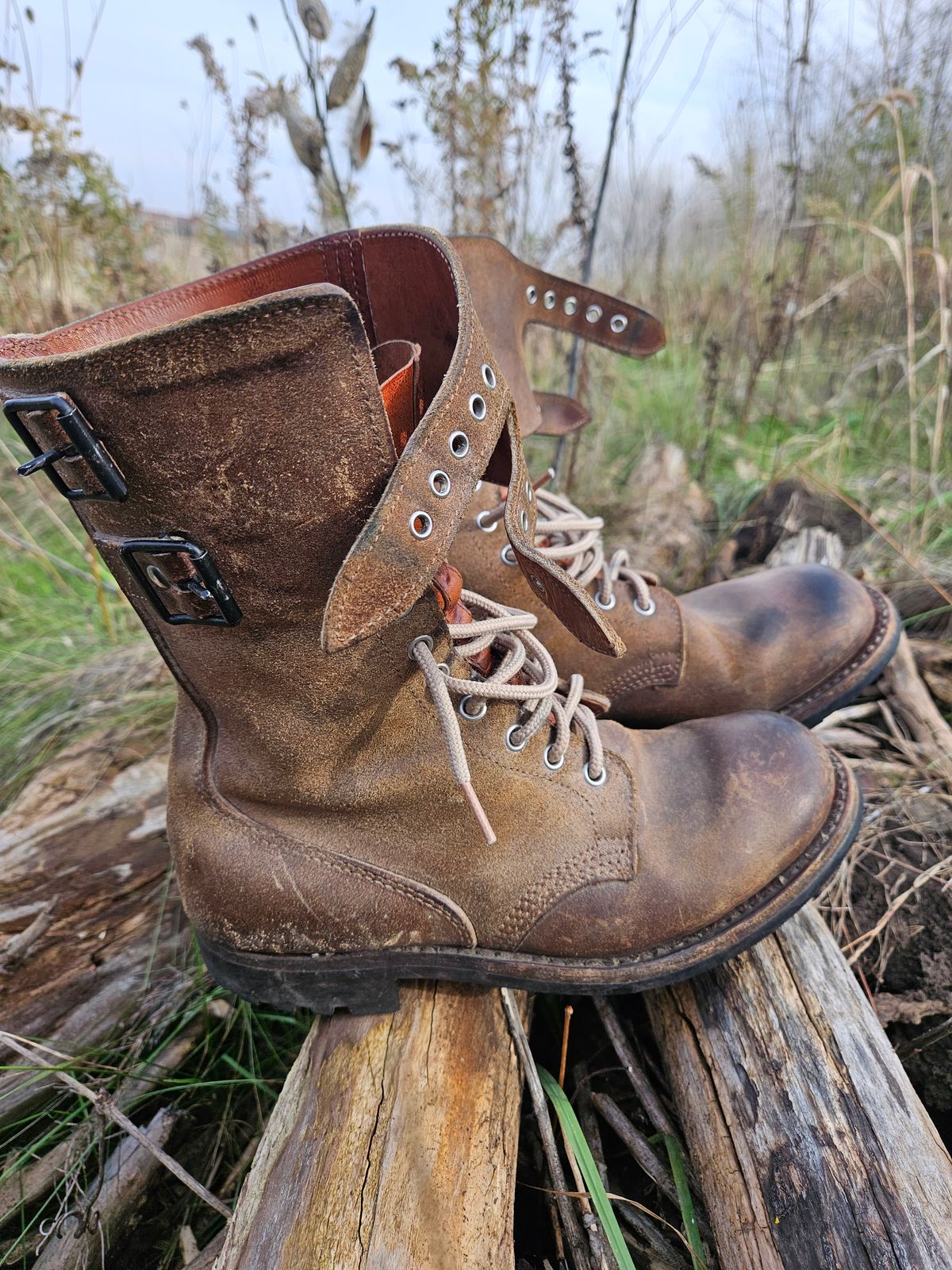 Photo by Niko on November 5, 2023 of the Unknown Maker French M47/US M43 Copy in Unknown Natural Veg Tan.