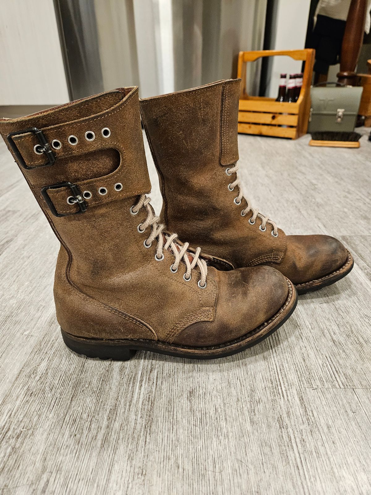 Photo by Niko on January 5, 2024 of the Unknown Maker French M47/US M43 Copy in Unknown Natural Veg Tan.