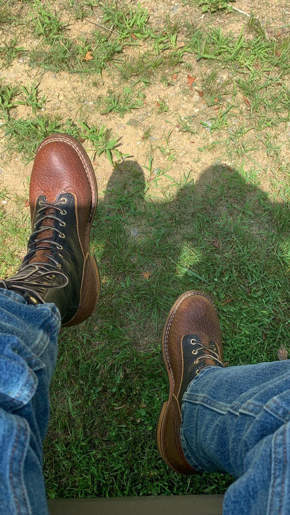 Photo by X on July 11, 2025 of the Nicks MTO in Law Tanning Black Smooth Shruken Bison & Law Tanning Brown Smooth Shruken Bison.