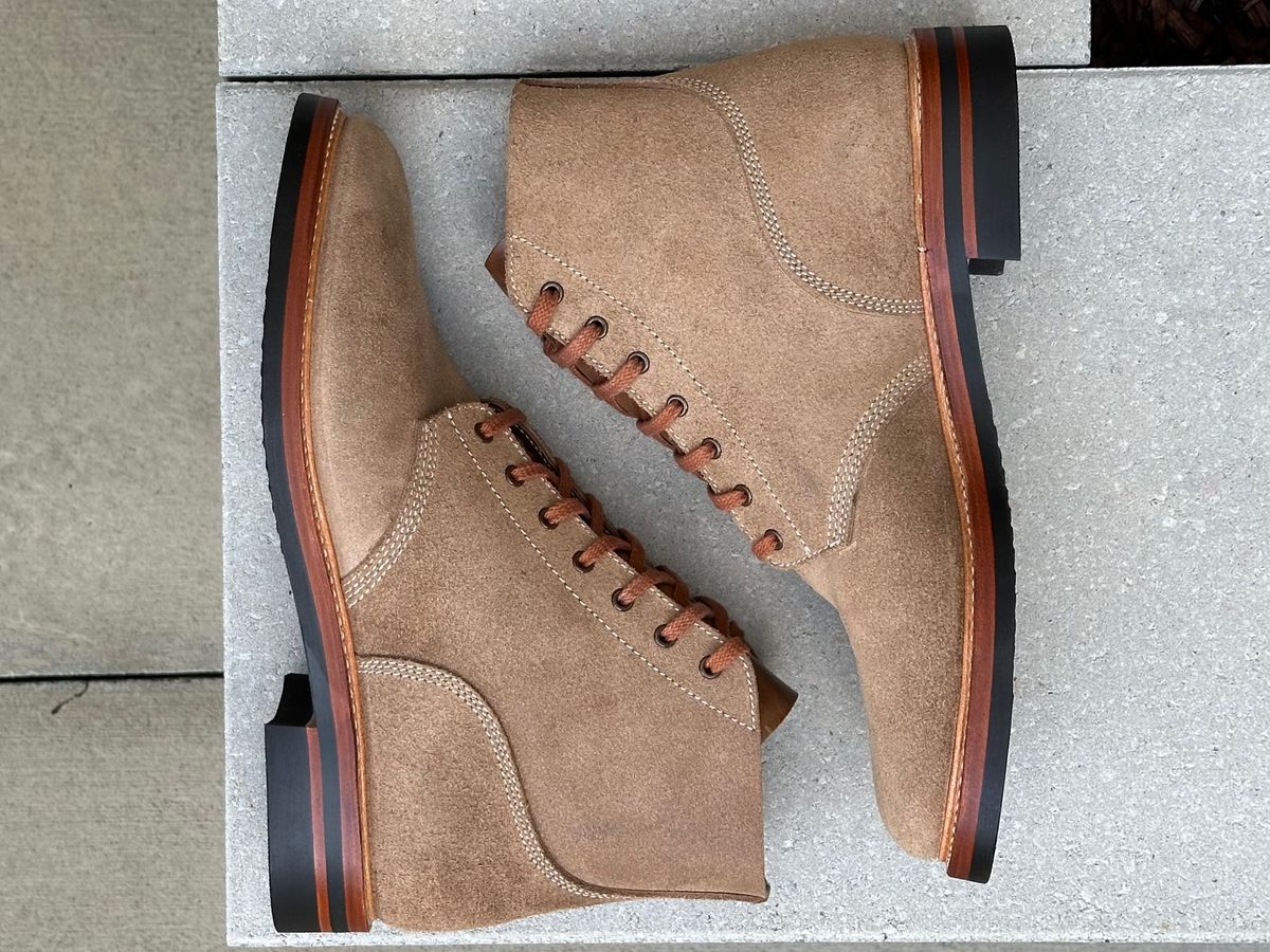 Photo by gv7 on October 1, 2024 of the John Lofgren M-43 Service Boots in Horween Natural Chromexcel Roughout.