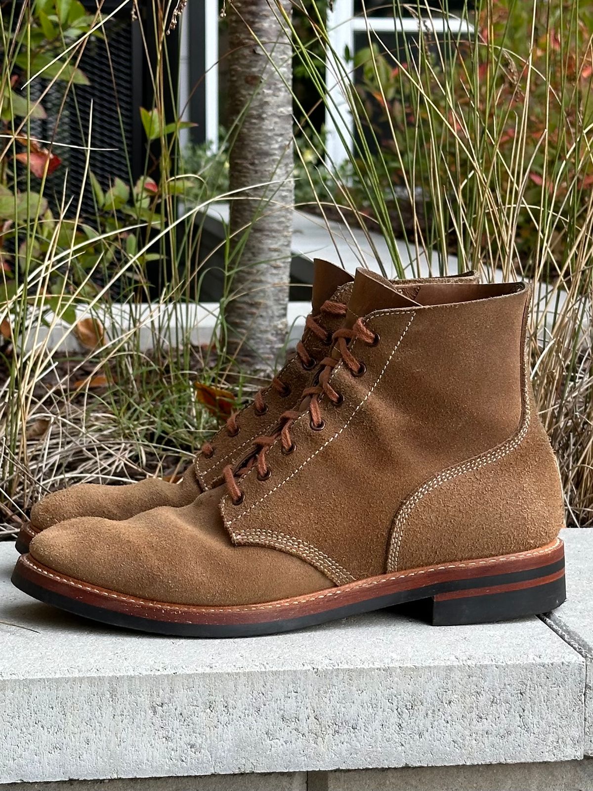 Photo by gv7 on November 1, 2024 of the John Lofgren M-43 Service Boots in Horween Natural Chromexcel Roughout.