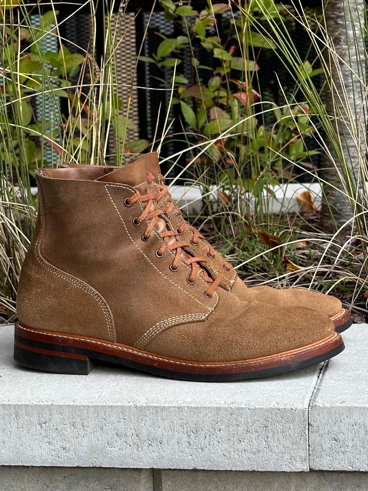 Photo by gv7 on November 1, 2024 of the John Lofgren M-43 Service Boots in Horween Natural Chromexcel Roughout.